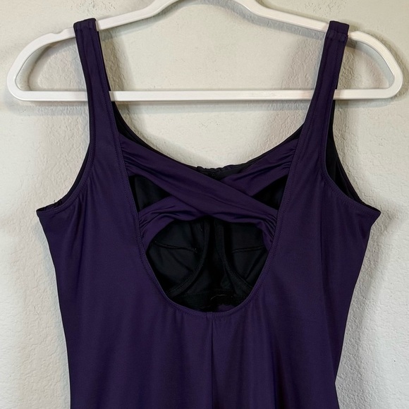Lands End Dark Purple Figure Flattering One Piece Swimsuit Size 16 - Picture 8 of 10